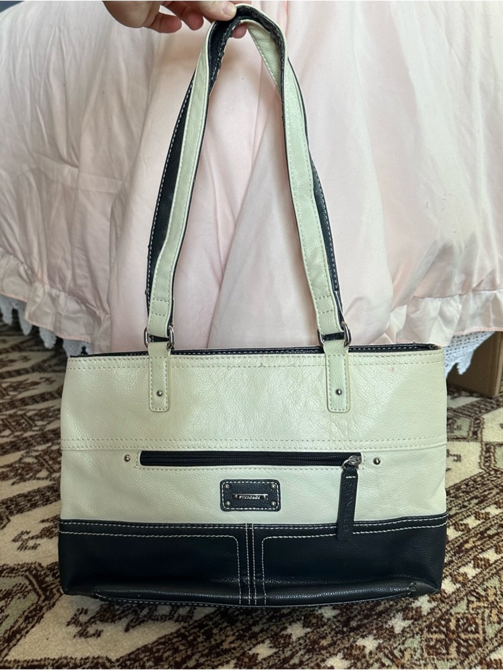 Two-Tone Cream and Black Women’s Tote Bag by Stone & Co Brand